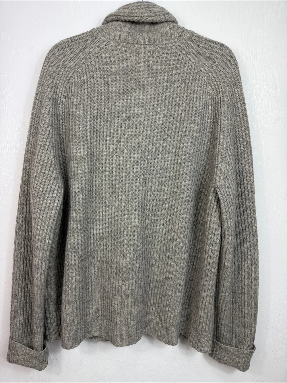 Banana Republic Wool Camel Hair Shawl Collar Cardigan Sweater XL Gray Soft Warm